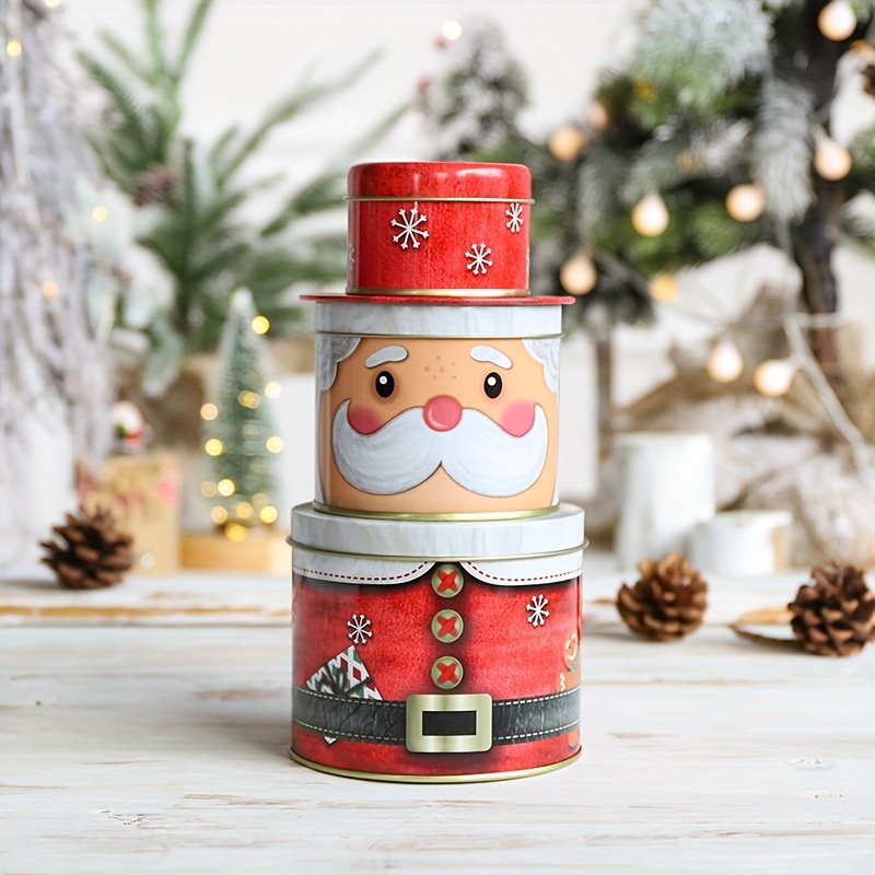 Three Christmas Storage Canisters with Lids