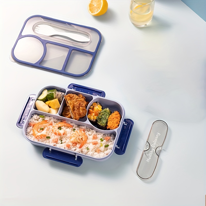 1pc Lunch Boxes, Simple 33.81oz Portable Single Layer Portable Lunch Box  With Microwave, Partition PP Large Capacity Lunch Box With Salad Dishes,  Tabl