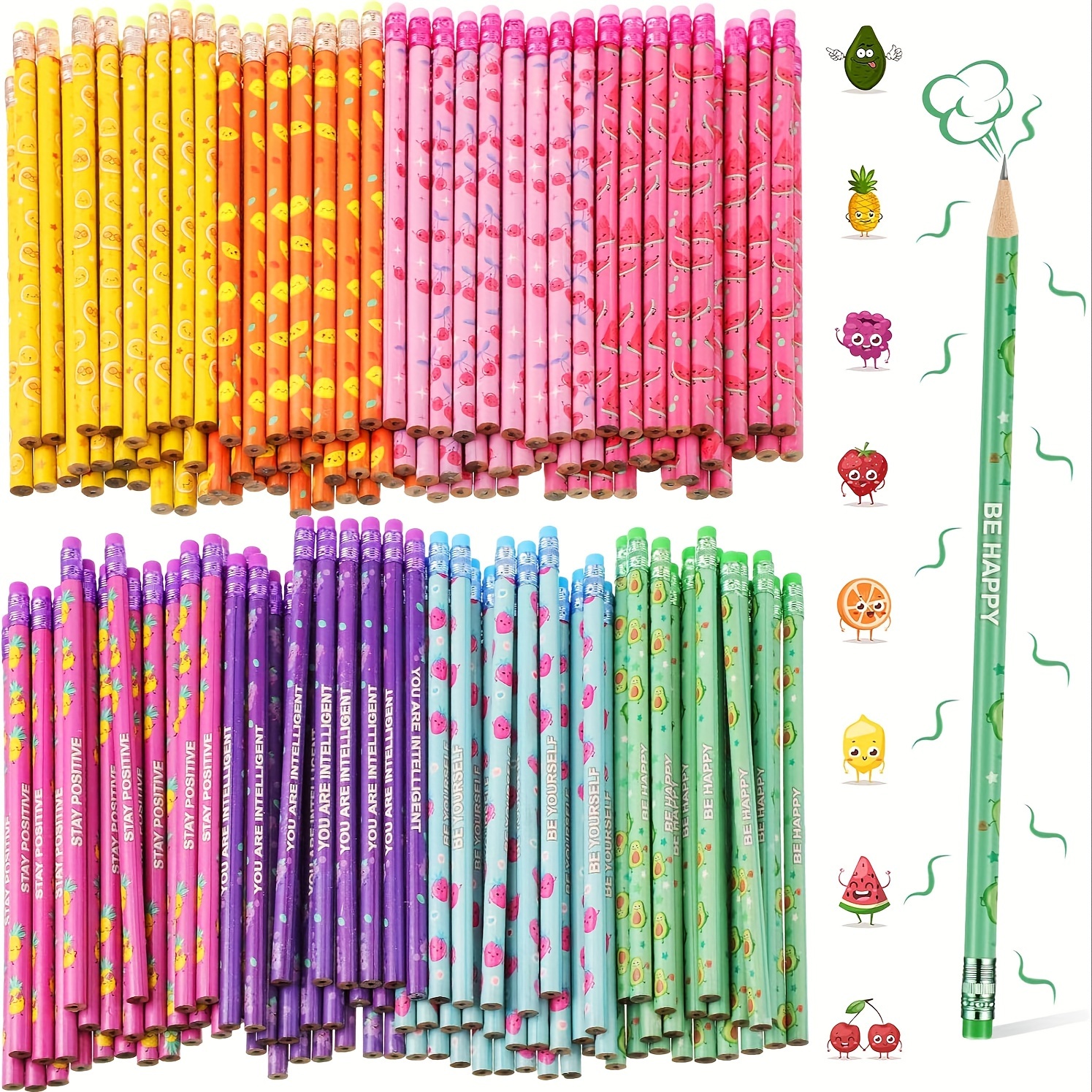 Wooden Pencil with Eraser Assortment Colorful Pencils for Kids Writing Fun  Assorted Pencils Novelty Kids Pencils Fun School Supplies for Classroom