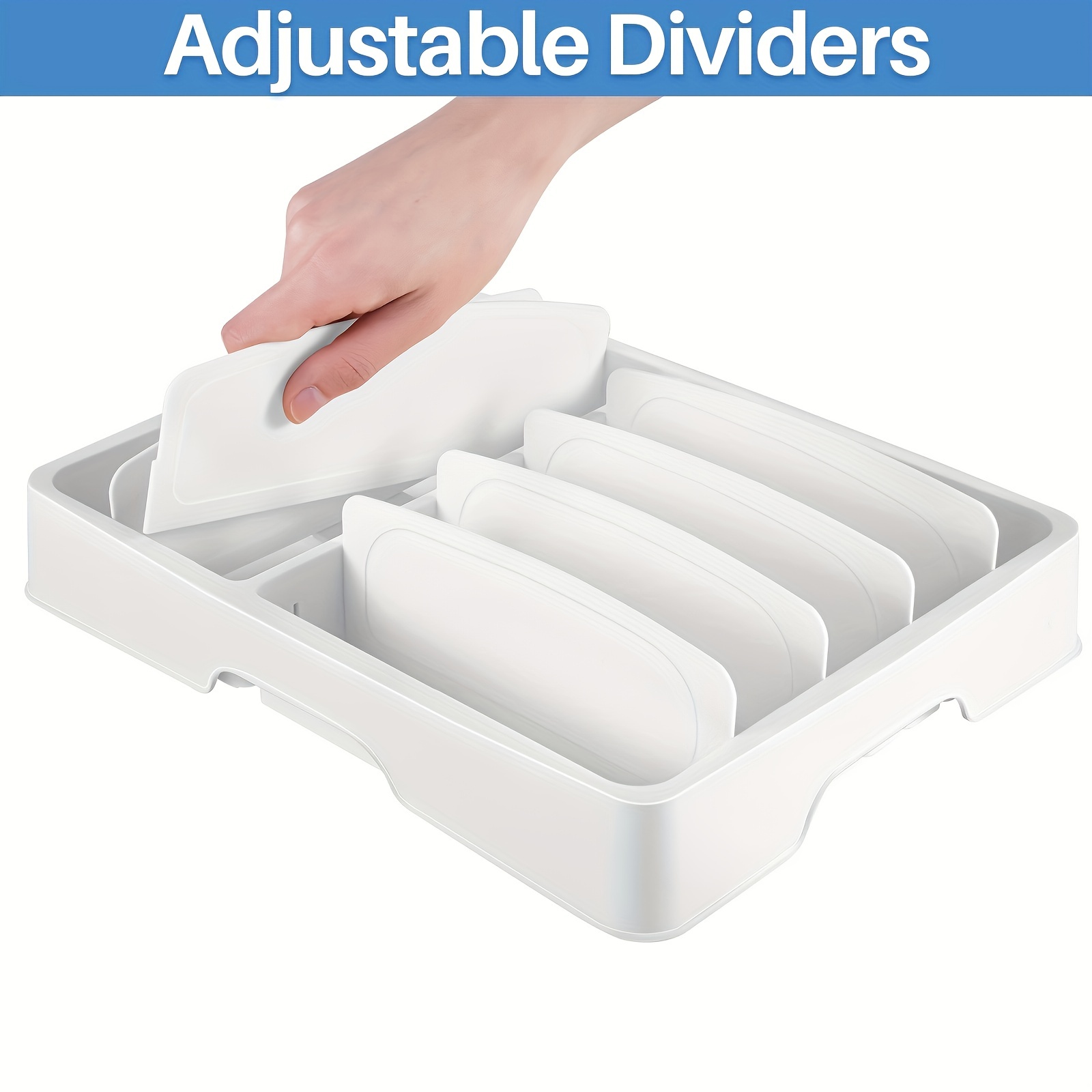 Simple Houseware Cabinet Organizer, Adjustable Dividers Lids