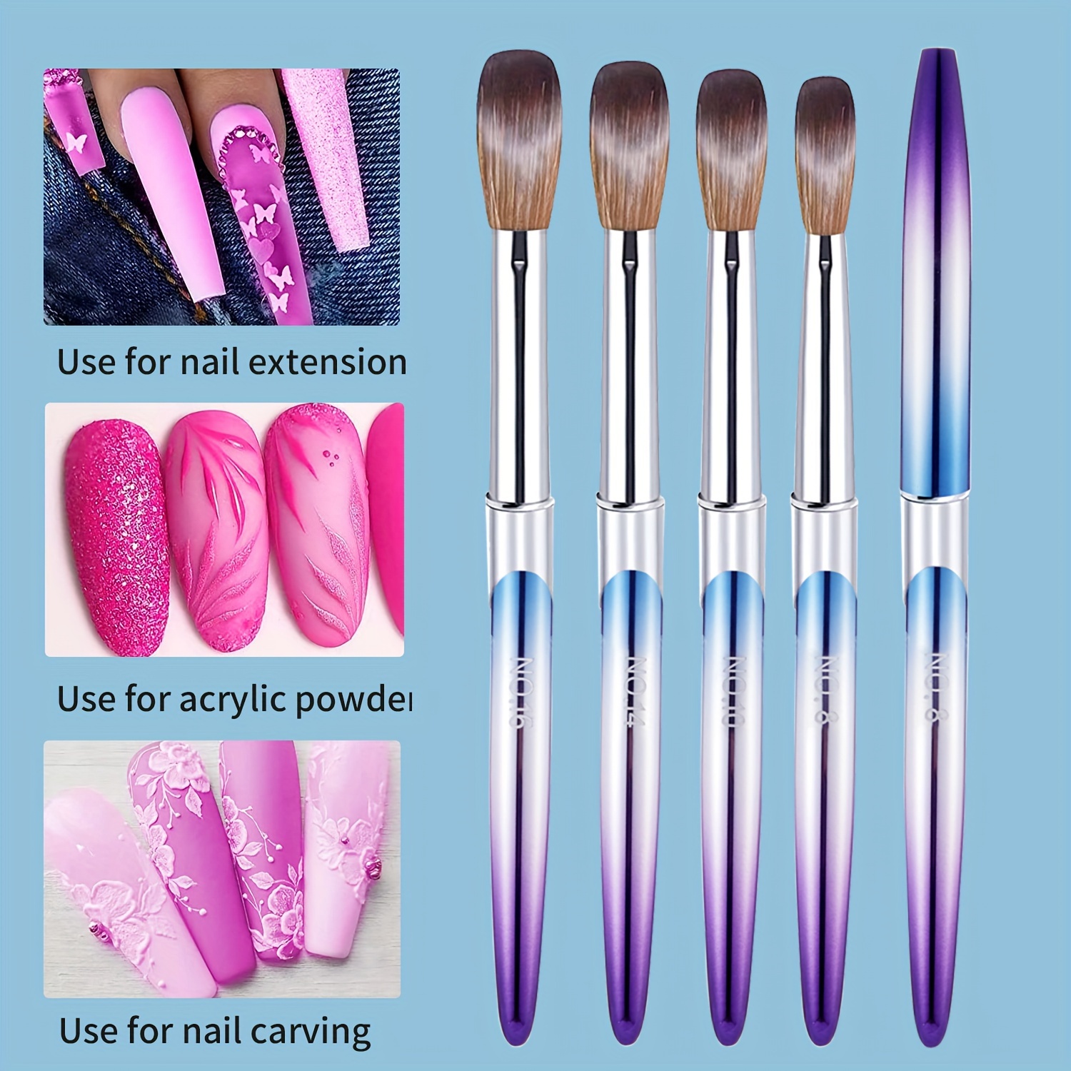 Acrylic Nail Brush Set For Acrylic Powder Nail Brushes For - Temu