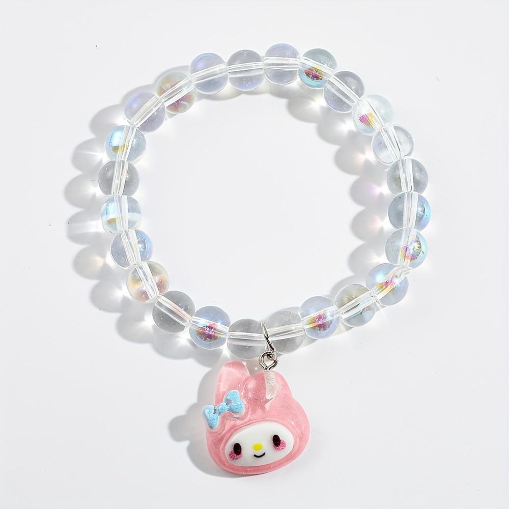Bandai Sanrio Charms Bracelet Hello Kitty Kuromi Melody Cinnamoroll Pom Pom  Purin Beads Pendant Bracelet Cartoon Charm Bangle