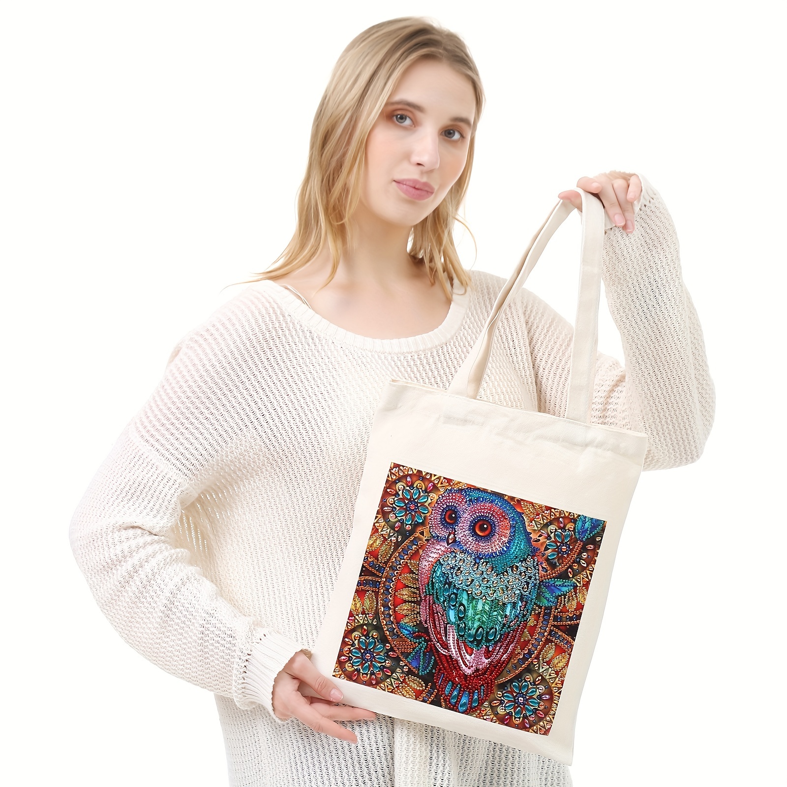 1pc Diamond Painting Kits For Adults Tote Bag With Handles, Diamond Art  Bags, Shopping Bags Merchandise Bags For Women(Owl)