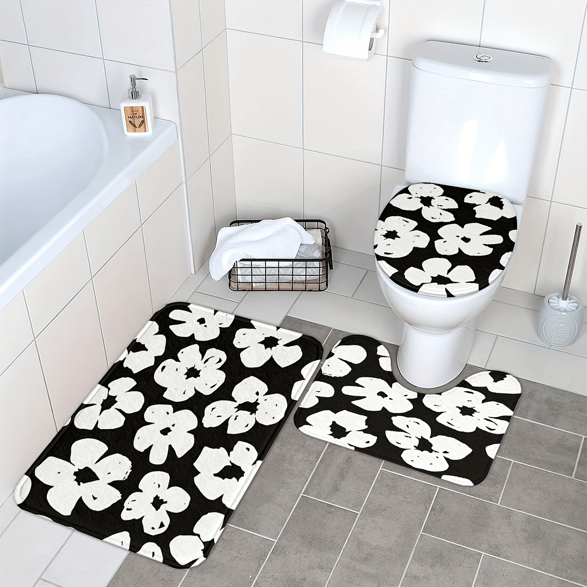 Set / 3 Pezzi Tappetini Wc Stampati In Flanella Tappetino Wc - Temu Italy