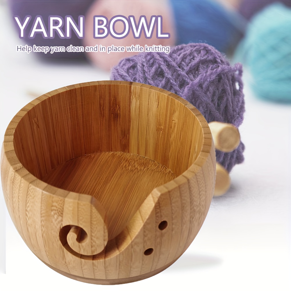 Wooden Yarn Bowl Holder Hand Made Skeins Knitting Crochet Thread Storage  Boxes