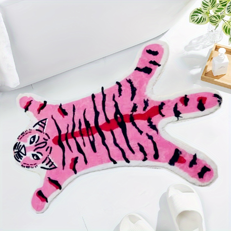 Dream Lifestyle Floor Mat Tiger Shaped Animals Bath Mat Area Rug Tiger  Plush Rug Fluffy Animal Rug Carpet Non Slip Small Carpet for Bedroom Floor  Door Mat Kid's Room Playmat 15.7x23.6 