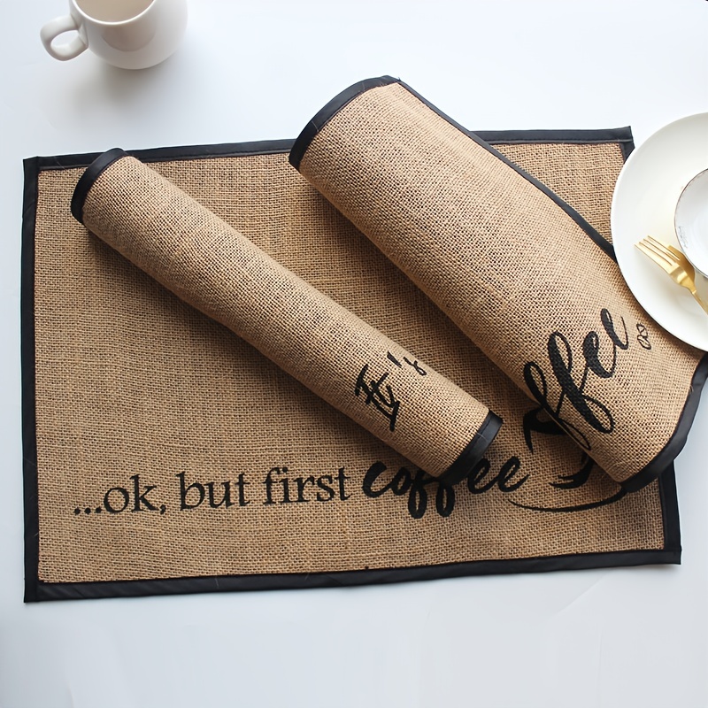 burlap coffee maker placemat, farmhouse decor, coffee bar, coffee