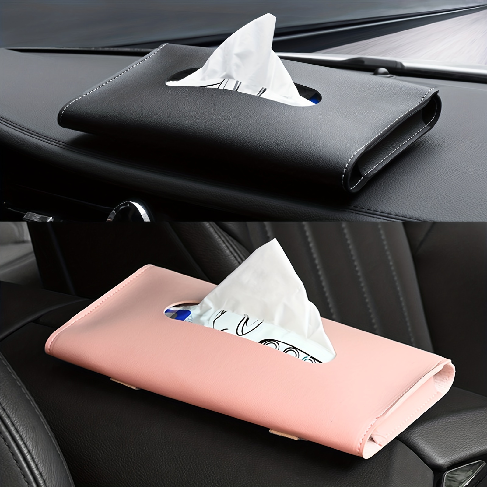 Car Visor Tissue Holder, Sun Visor Napkin Holder Car Visor Tissue Holder PU  Leather Premium Car Vehicle Tissue Box Backseat Tissue Case