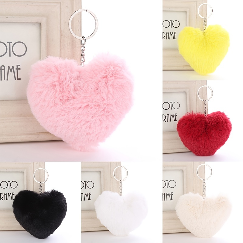 Fluffy Love Heart Pom Pom Keychain Pendant Cute Car Couple Keyring Ornament  Bag Purse Charm Accessories - Temu United Arab Emirates