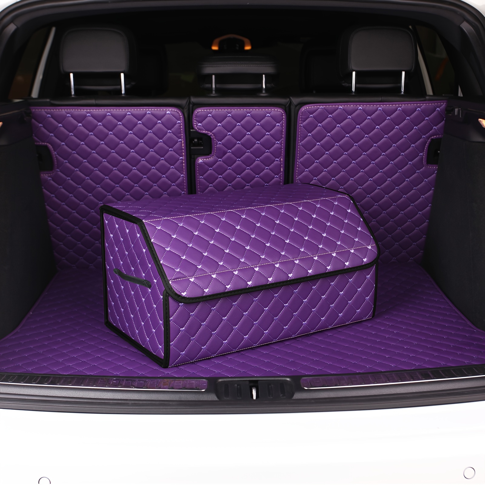 Purple Car Trunk Organizer Storage Box Foldable Auto Trunk - Temu Canada