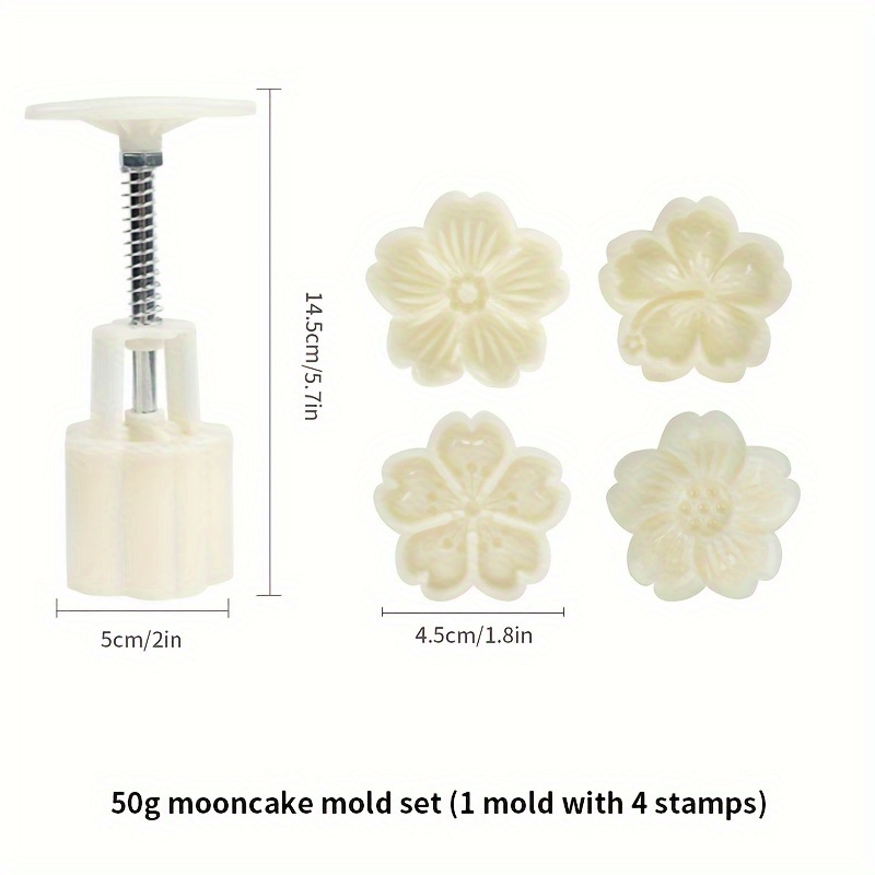 Image of Mooncake Press Molds,mid Autumn Festivalmooncake Mold Set 50g Cake Mold With4pcs Stamps
