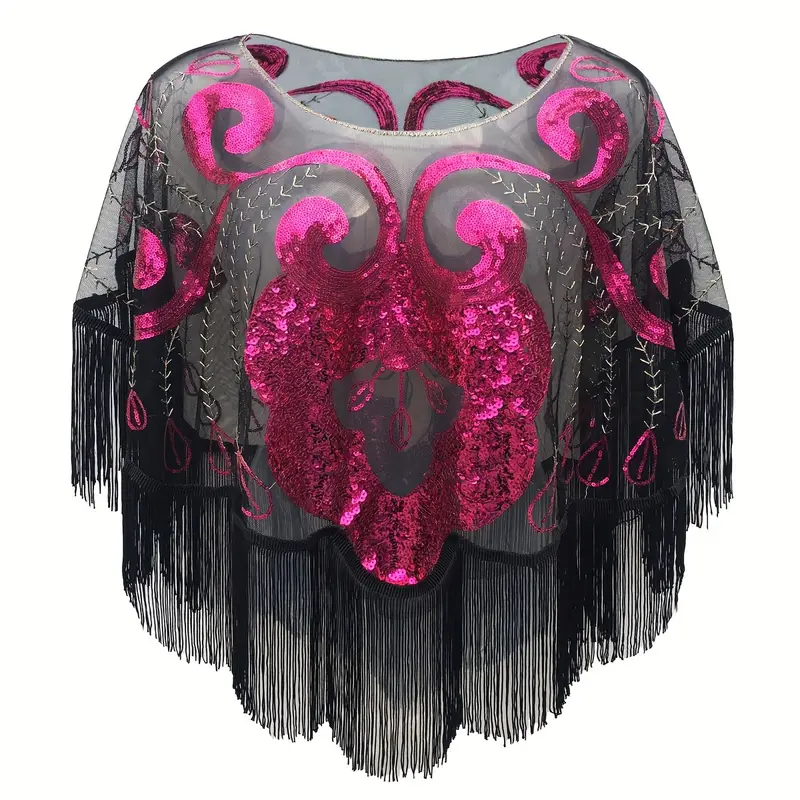 1920s retro mesh sequin tassel party dress shawl womens - Temu 1920s retro mesh sequin tassel party dress shawl womens - Temu