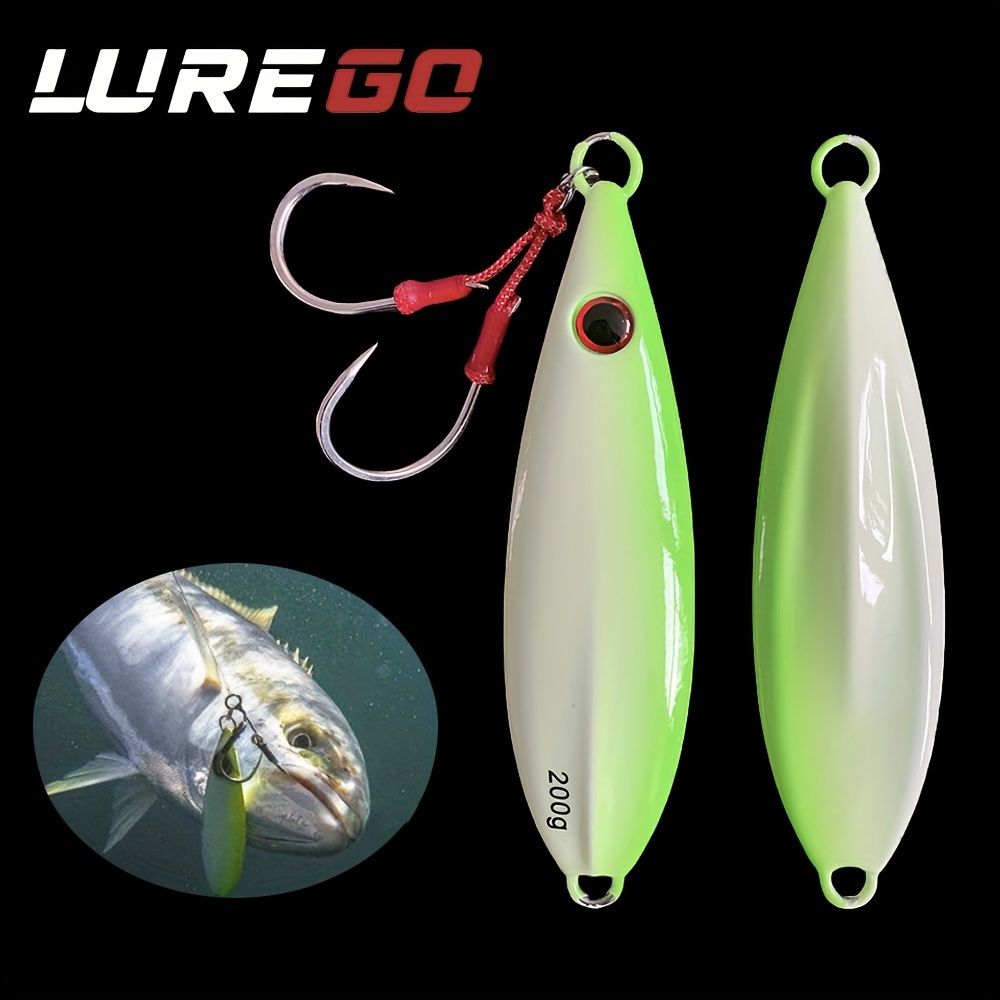 * 1pc 5.29oz/7.05oz Slow Pitch Jig, Saltwater Jigging Lure With BKK 5/0#  Assist Hooks, Vertical Ocean Lure, Saltwater Jigging Lures For Tuna, Dog