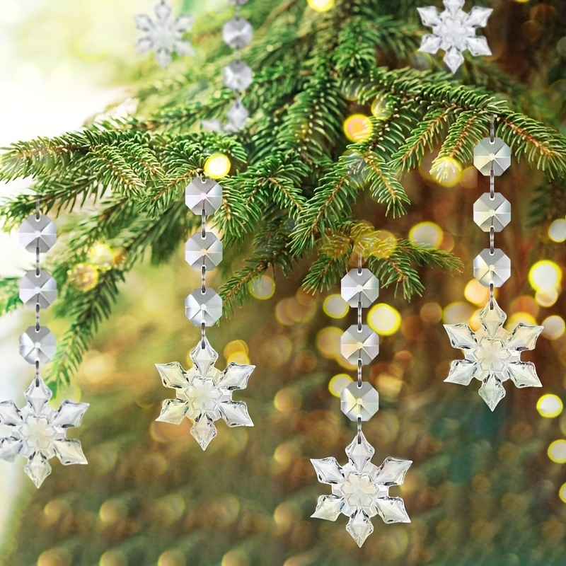  Adornos de Navidad para árbol de cristal, 30 piezas de cristales  colgantes acrílicos transparentes para centros de mesa, lágrima,  candelabro, guirnalda de cuentas para Navidad, boda, fiesta, decoración del  hogar 