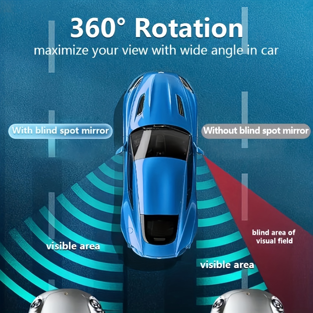 Espelho retrovisor convexo de carro ajustável HD de 360 graus para