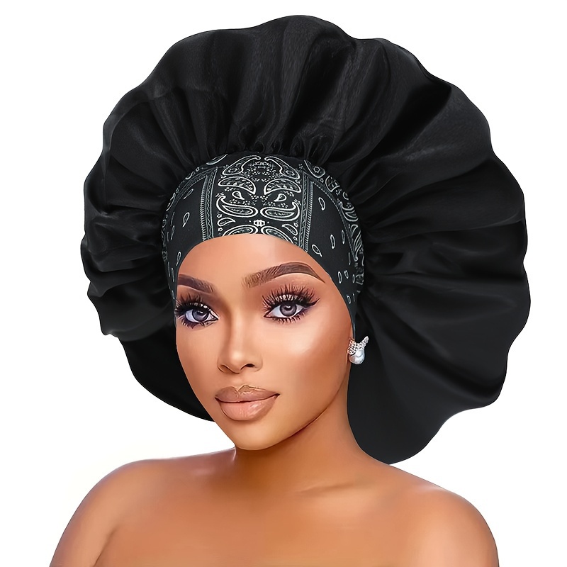 TEMU Paisley Pattern Wide Brim Elastic Comfortable Fiber Fabric Women's Colorful Sleeping Women's Curly And Straight Hair Sleeping Hat Girl's Bath Women's Fashion Hat