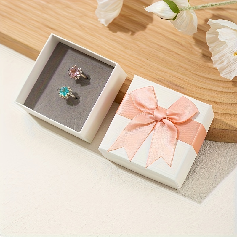 Square Cardboard Bowknot Jewelry Boxes For Ring Earring - Temu