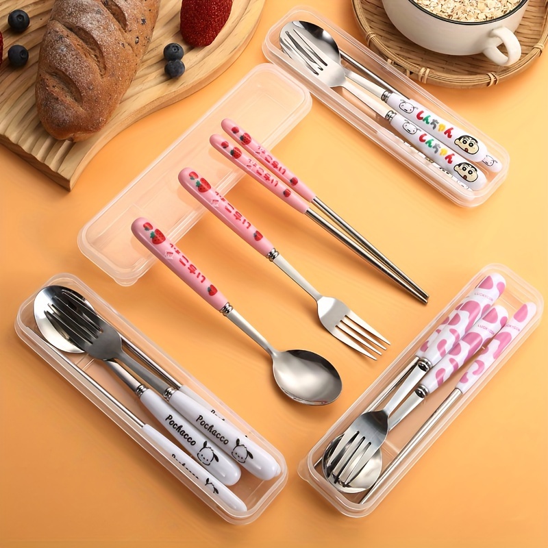 Travel Cutlery Set Portable Stainless Steel Spoon Fork And - Temu