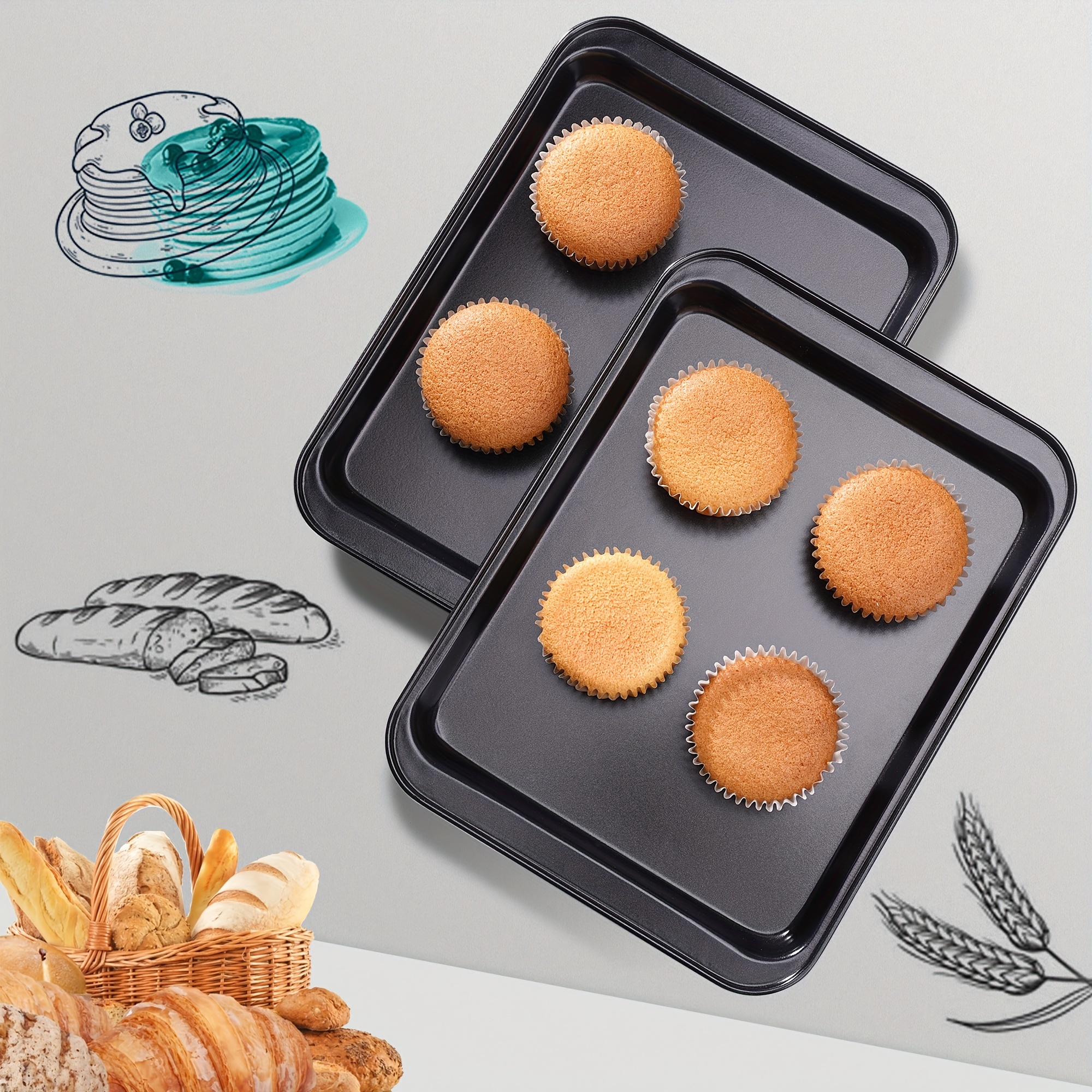 Cookie Sheet Pan For Baking,, Nonstick Baking Sheet With Non-slip Surface,  Carbon Steel Commercial Cookie Trays For Oven, Kitchen Baking Tools - Temu
