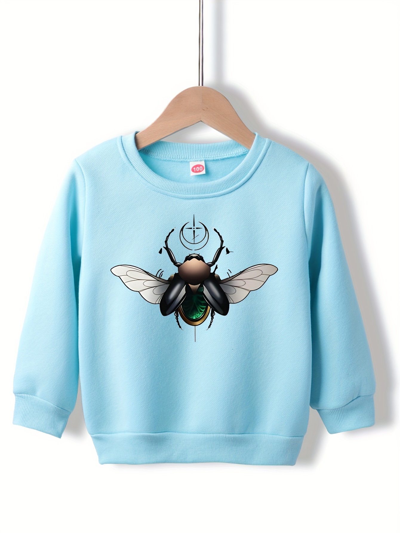 Stylish Insect Graphic Print Boys Warm Fleece Sweatshirt: - Temu