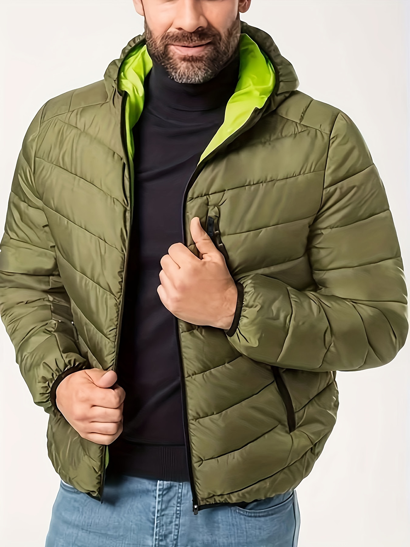 Men's Warm Thick Puffer Jacket, Puffer Coat, Down Jacket for Big and Tall Guys, Plus Size,Temu