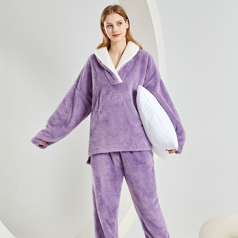 Pijamas de mujer, pijamas de manga larga de invierno, ropa de dormir  cálida, y pantalones de manga l Yinane Pijamas de invierno para mujer