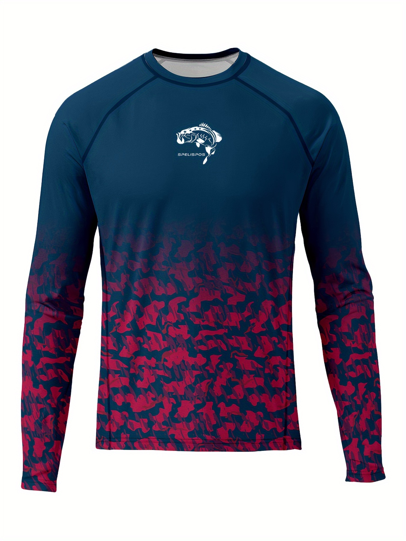 Men's Color Block T-Shirt, Sun Protection Fishing Shirt Breathable Quick Dry Fishing Jersey for Trekking Running Fishing Mountaineering,Temu