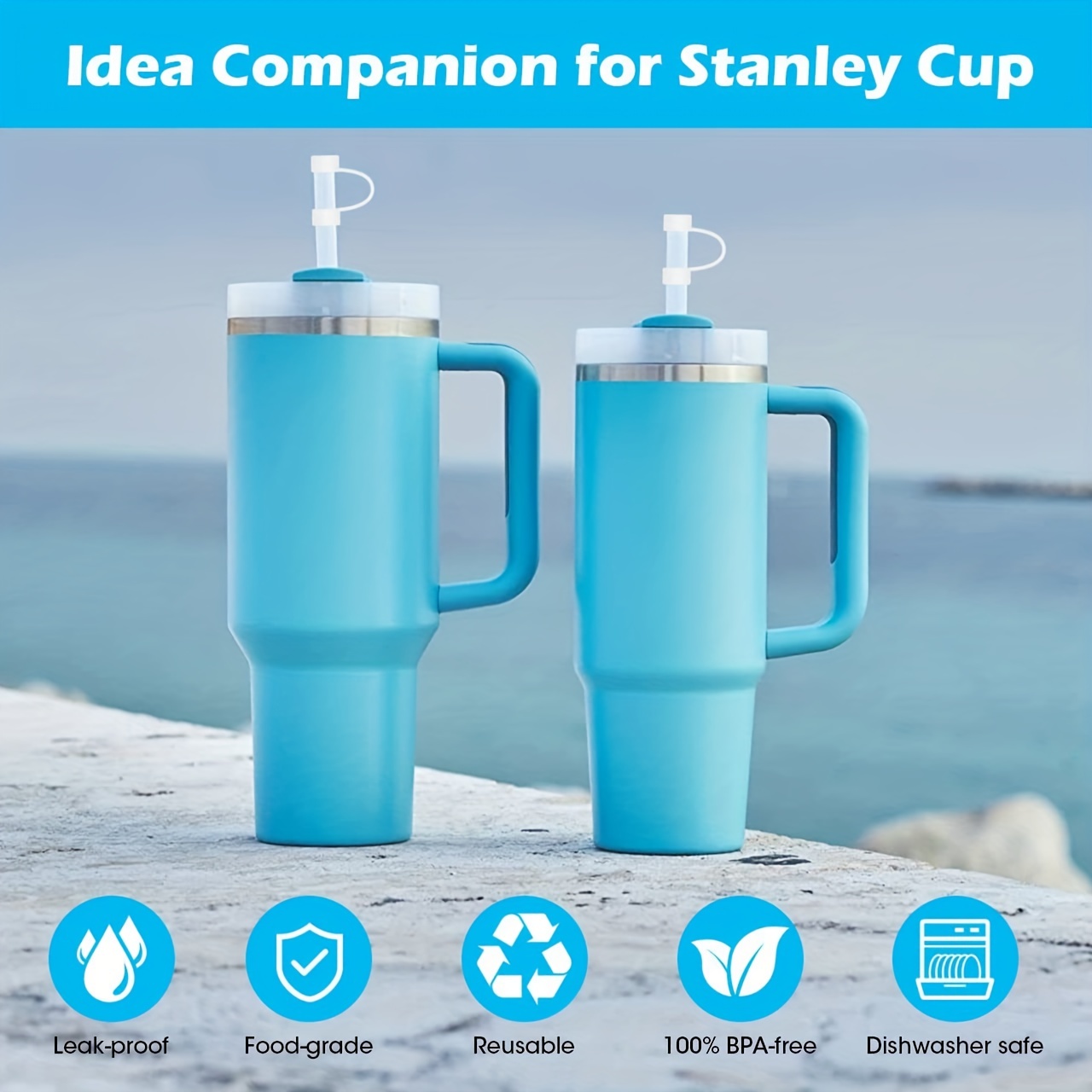 Silicone Spill-proof Stopper For Stanley Cup 1.0 - Includes 2 Straw Covers,  2 Stoppers, And 2 Leak Stoppers - Compatible With Stanley Adventure  Quencher Travel Tumbler - Prevents Spills And Leaks On The Go - Temu