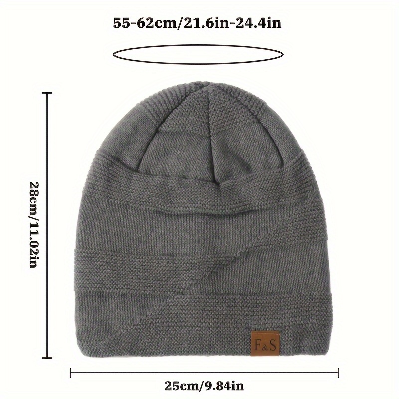 Khaki Funky 1pc Hat Beanie, Men's Lamb Fur Bucket Fall and Winter Plus Fleece Thick Warm Plush Hat for Men,Temu