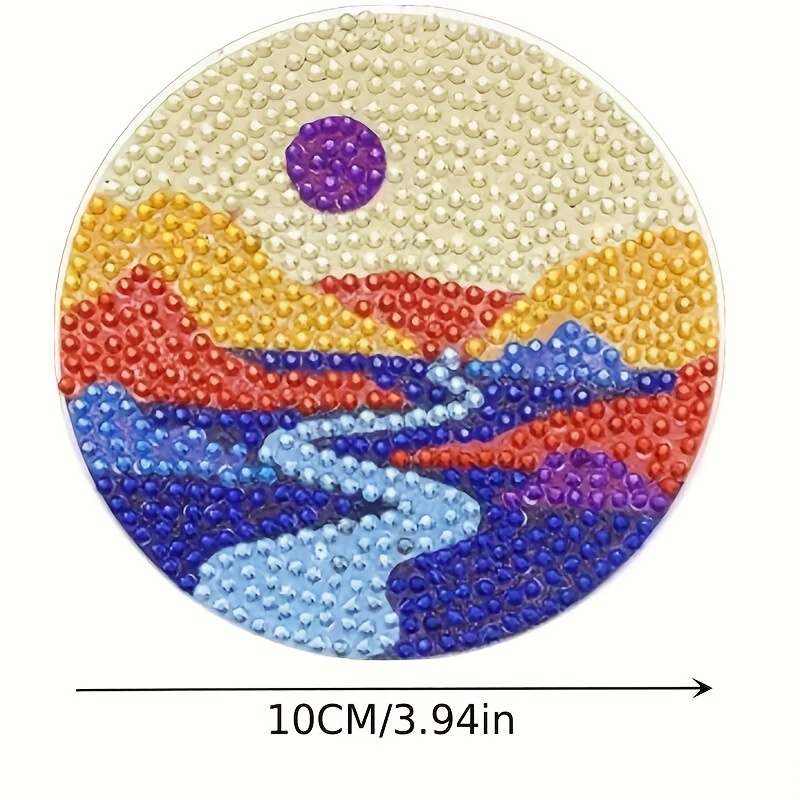 Diamond Painting Coaster With Stand Landscape Series Diamond - Temu