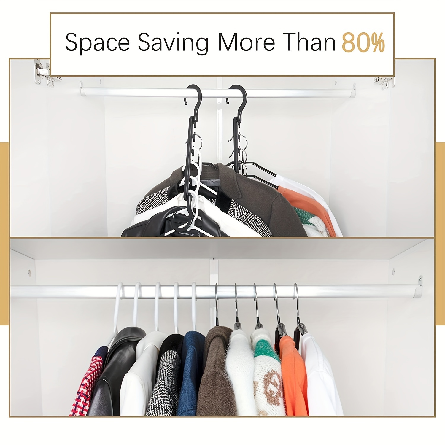 Stainless Steel Space Saving Hangers - 12 Slots, Magic Cascading Design,  Clothes Organizer For Closet Storage - Temu
