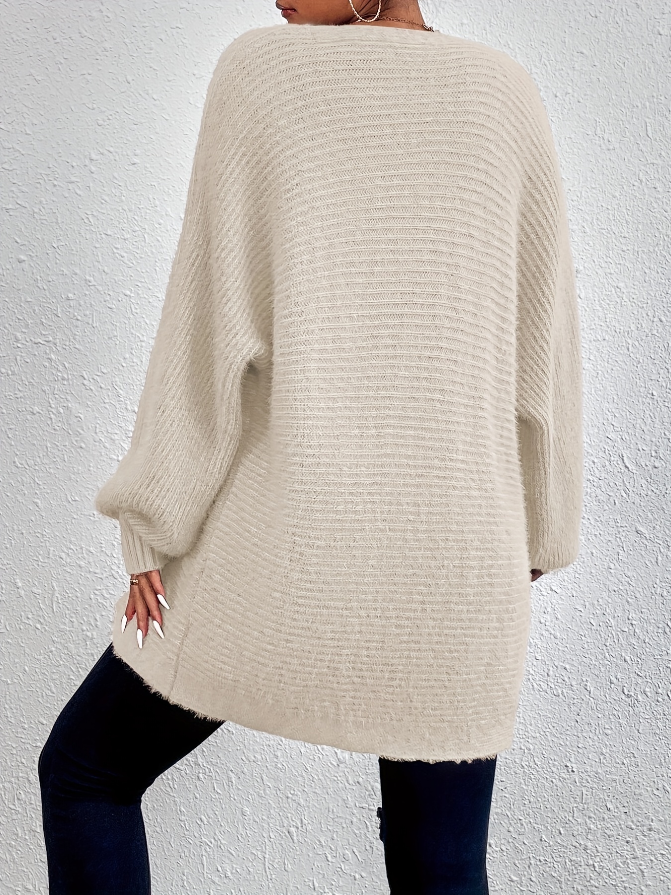 Suéter de mujer Casual Sólido Manga de linterna Bolsillo - Temu