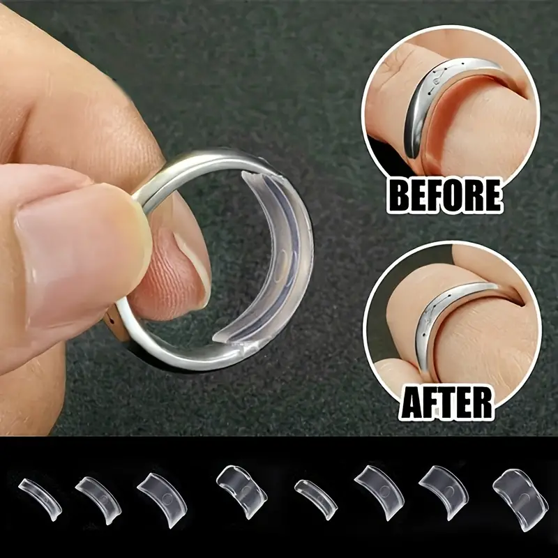 8pcs Ring Size Reducer - Invisible Adjuster For Loose Rings - Fit Any Rings  - Perfect For Wedding Accessories Men Women Rings Size Loose Rings Essenti