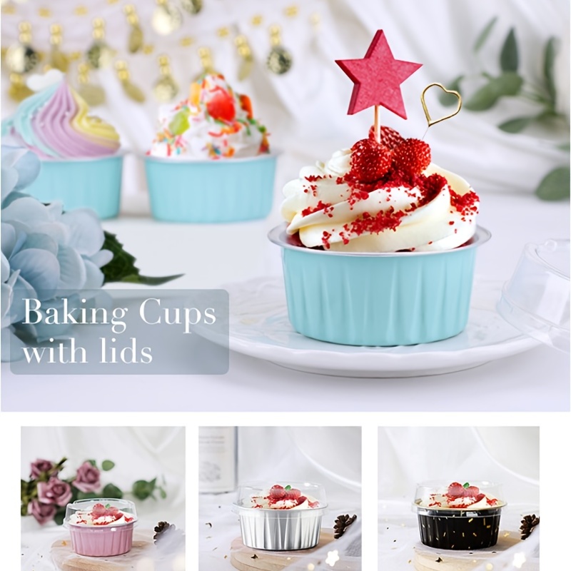 100Pcs Disposable Aluminum Foil Cup Baking Cups,Square Cupcake