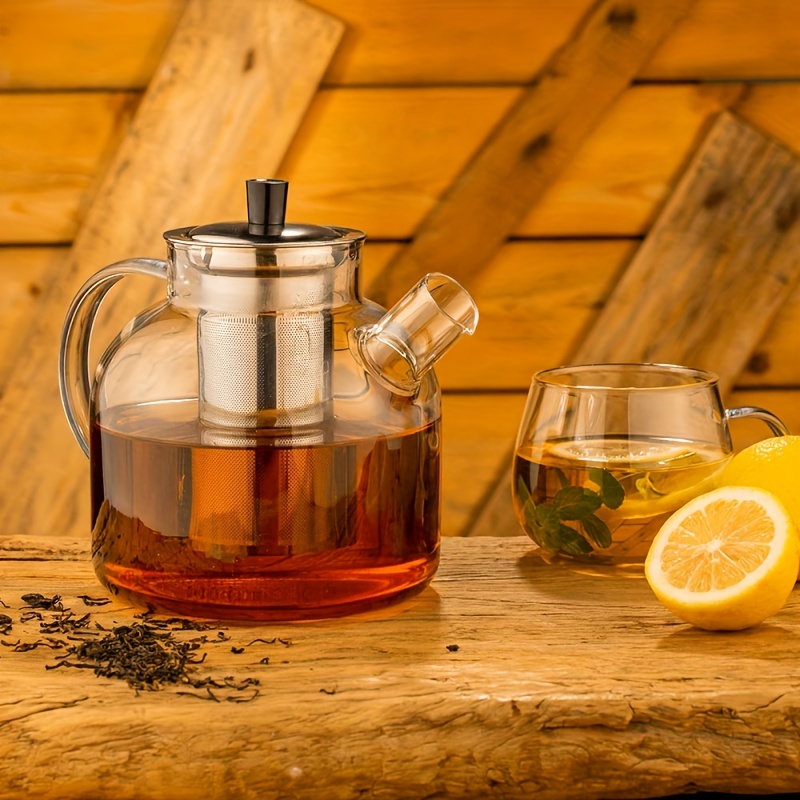 1set Glass Teaset, Teapot 530ml/17.9oz, Tea Cup 90ml/3oz, Clear Tea Pot  With Infuser, Household Glass High Temperature Resistant Tea Maker Tea  Kettle