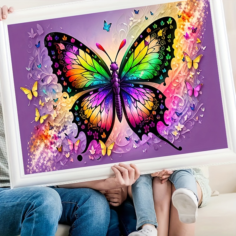1pc Colorful Butterfly Pattern Diy Diamond Painting, Frameless, Full Diamond  Wall Art Decoration, Suitable For Beginners, Adults, Gift