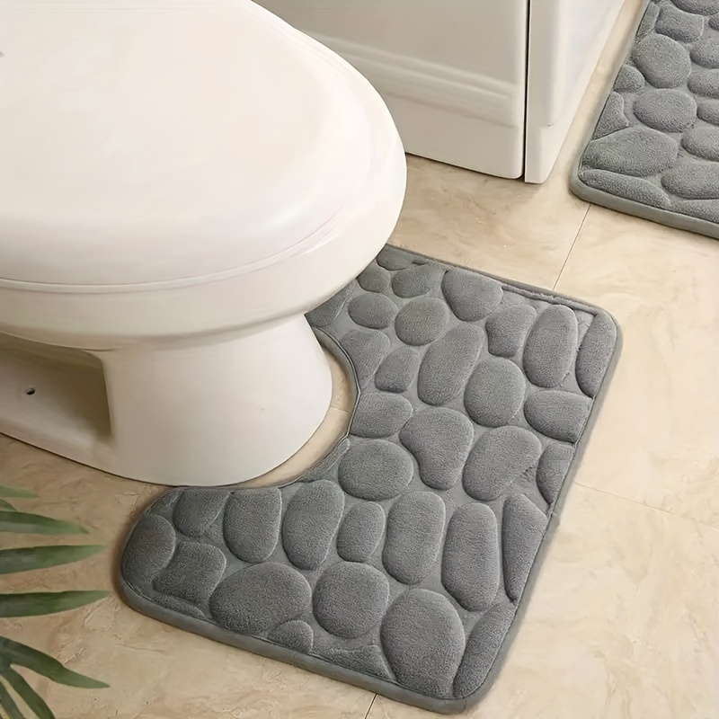 Memory Foam Bath Mat Set, Non-slip Bathroom Rug, Toilet U-shape