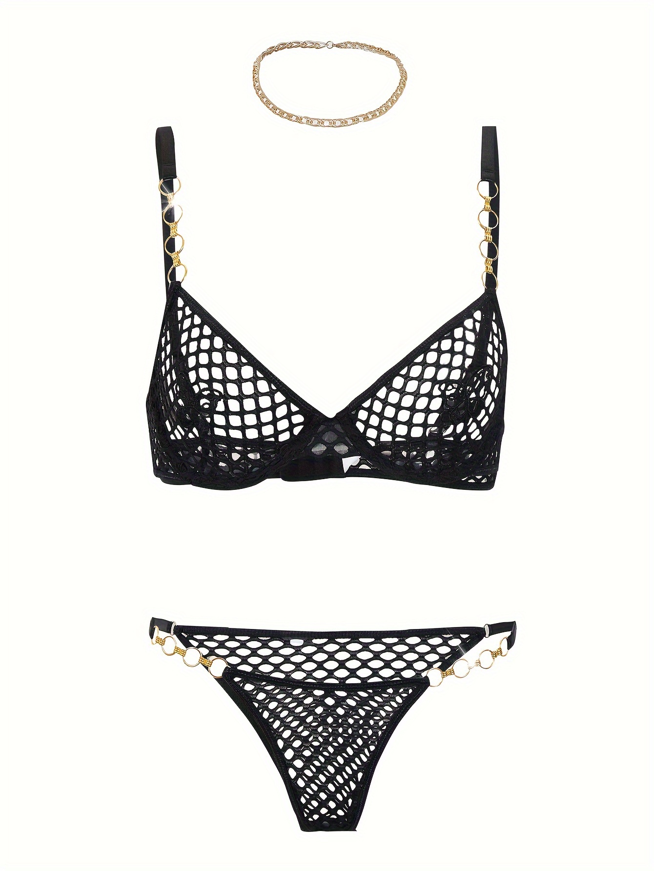 Fishnet Cut-out Sexy Set Without Bra and Thong –