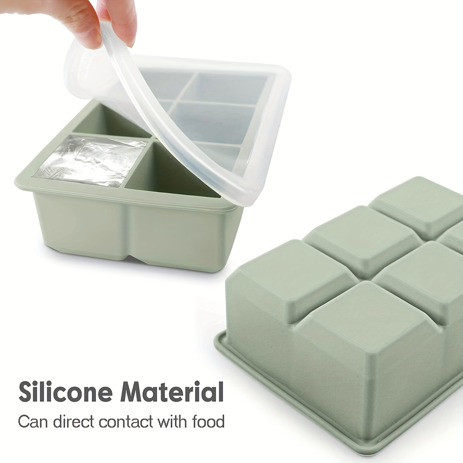 Ice Cube Trays Large Size Flexible 6 Cavity Ice Cube Square Molds