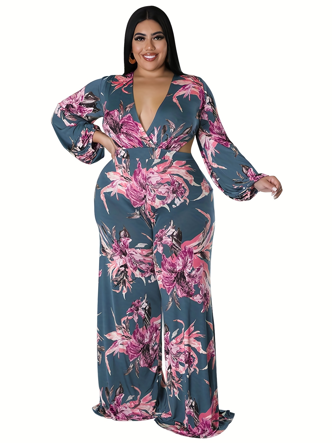 Plus Size Sexy Loungewear Romper Women's Plus Floral Print - Temu