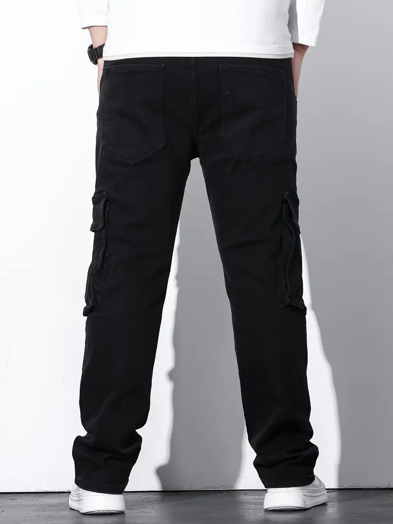 Plus Size Men's Solid Cargo Pants Spring/autumn Oversized - Temu