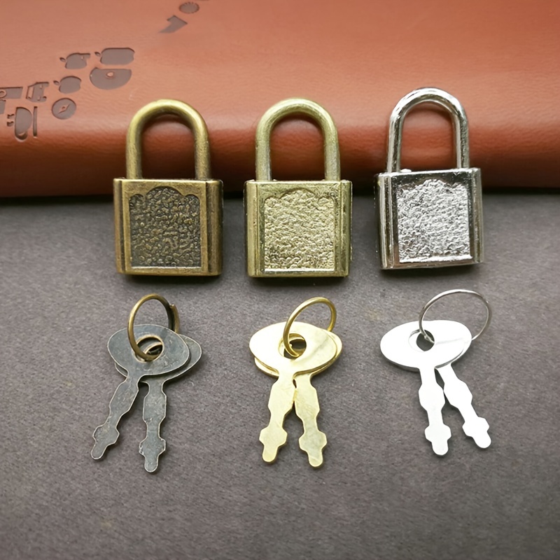 3 unids Mini bronce antiguo candado pequeño metal candado estilo Archaize  cerradura Mini cerradura con llave