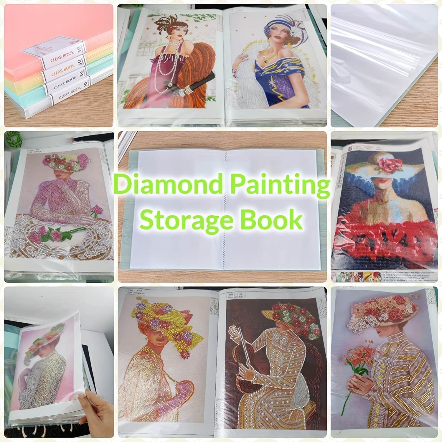 20/30/40/60 Pages Diamond Painting Storage Book Transparent Cover