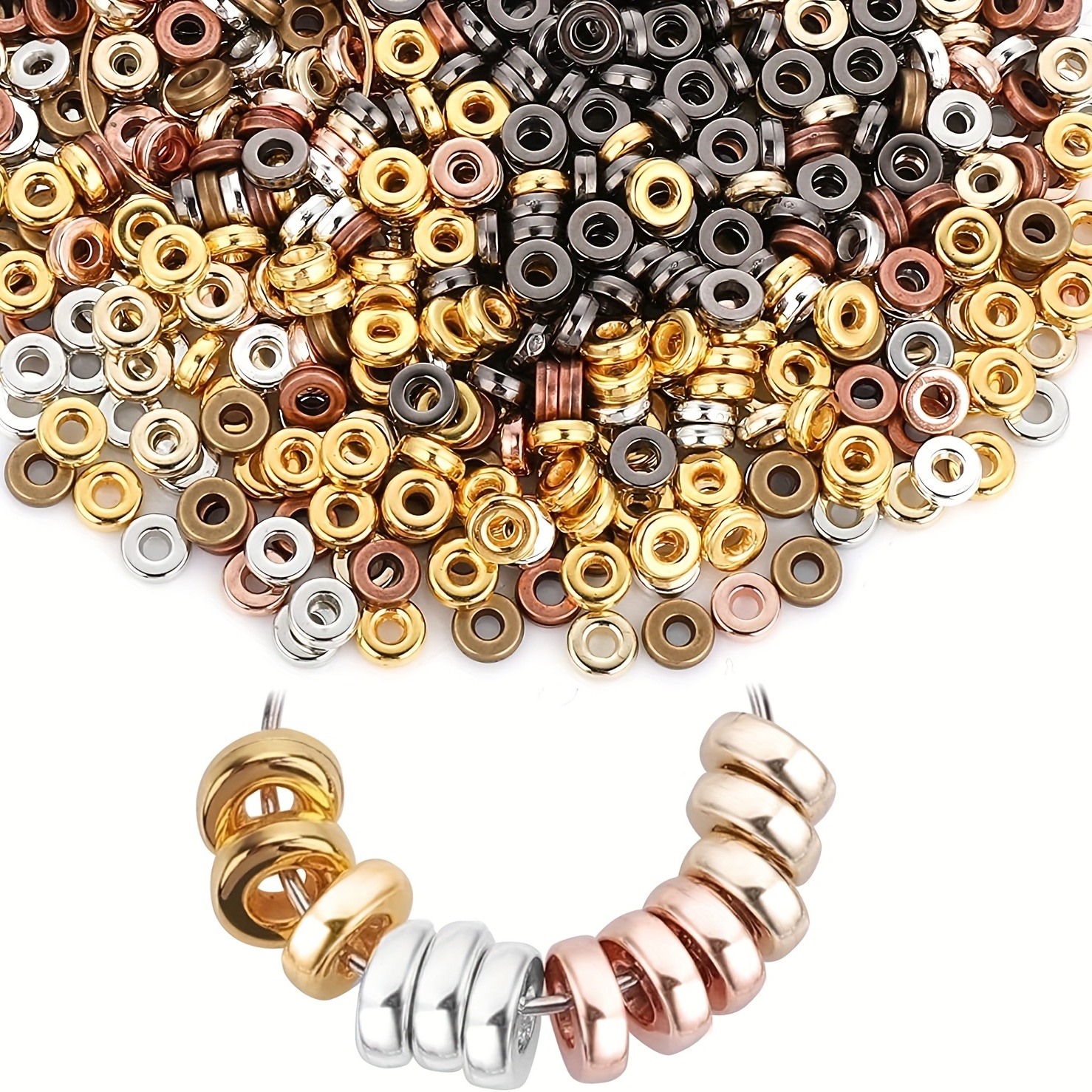  2160 Pieces Gold Spacer Beads Set, Assorted Round Star