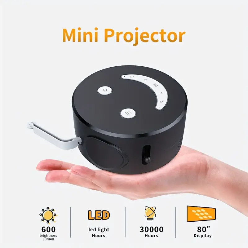 cute happy face hd mini projector for movie tv gaming for android ios windows details 1