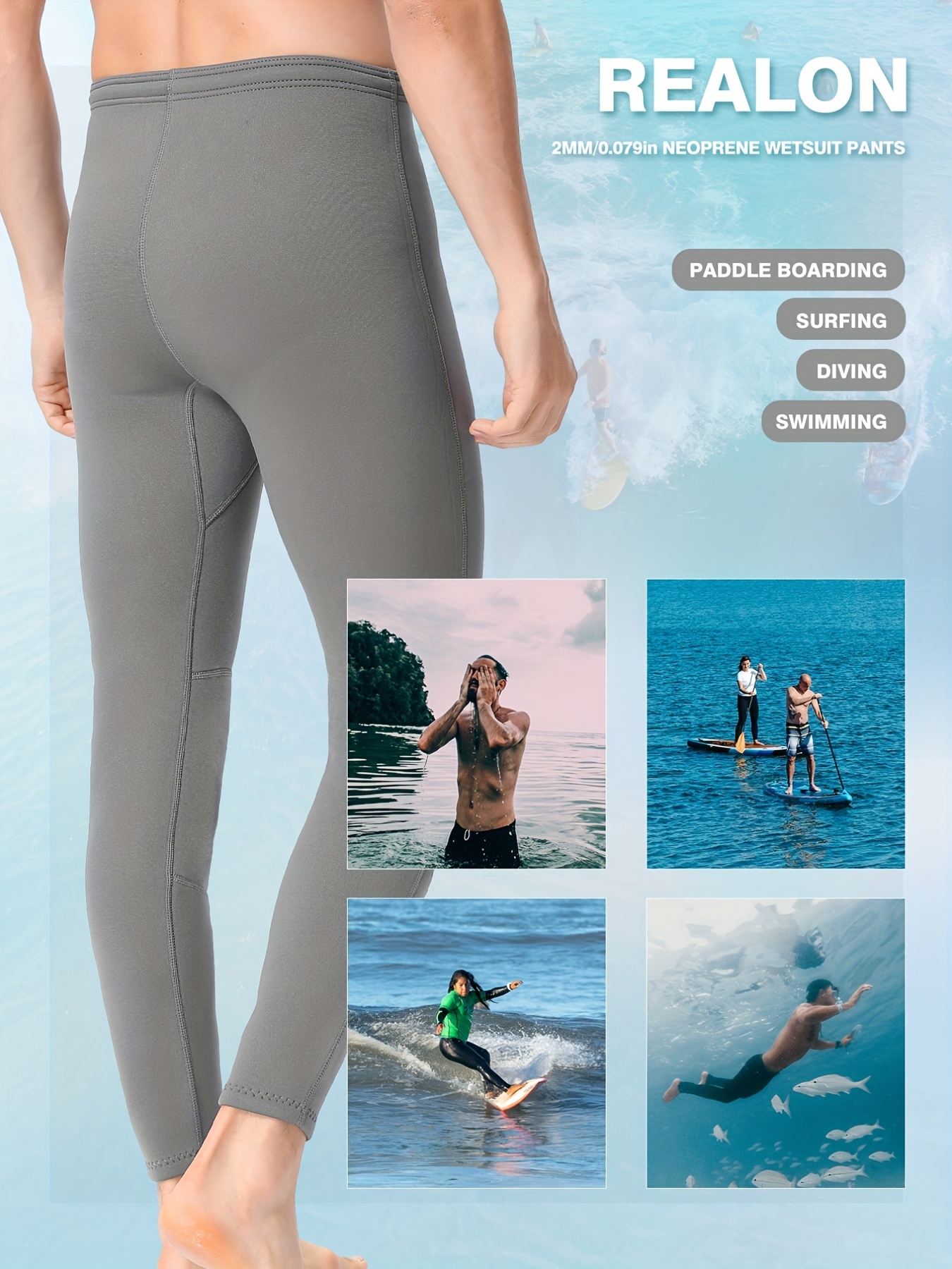 Mens Wetsuit Pants Neoprene Trousers for Snorkeling Swimming Scuba