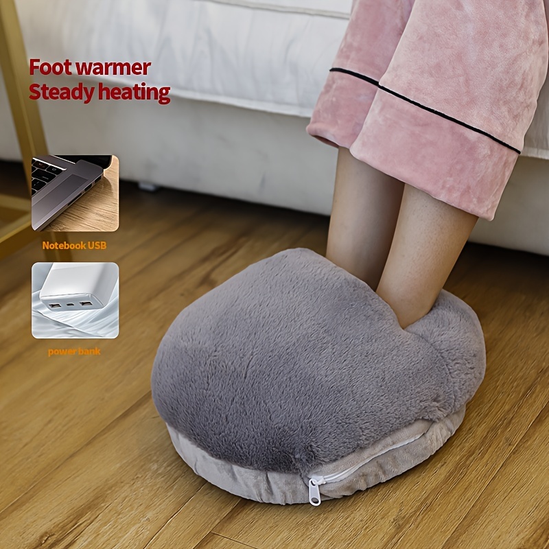 1pc Foot Warmer With Plug, Gray Round Shape, Suitable For Personal