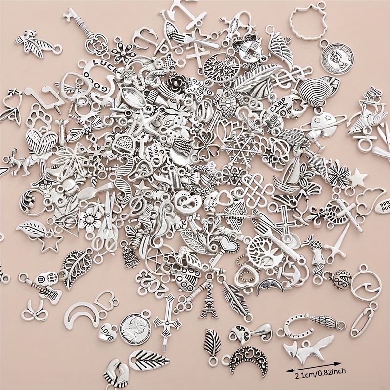100 Pcs Mixed No Repeated Silver Smooth Metal Charms Pendants DIY for Necklace Bracelet Dangle Jewelry Making and Crafting, Animal Charms, Adult