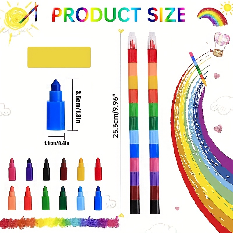 30 Pcs Stackable Crayons, Mini Crayon Packs, Colored Pencils for