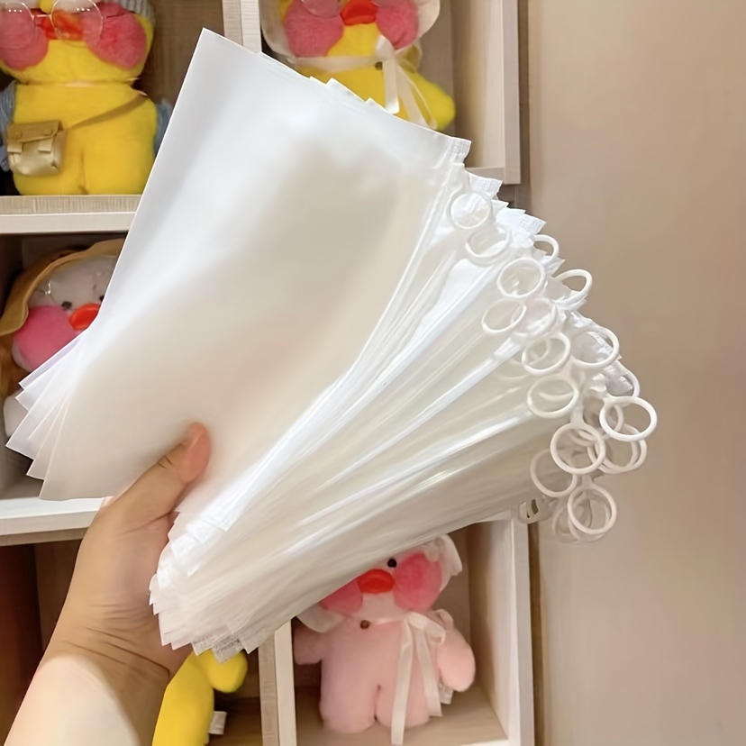 10 30 50pcs simple and practical storage bags small items packaging bag multi functional frosted storage bag portable waterproof pull ring transparent bag document bag details 0